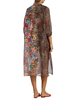 Semi-Sheer Cheetah & Floral-Print Coverup