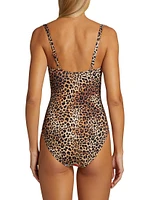 Floral & Cheetah-Print One-Piece Swimsuit