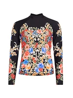 Royal Floral Cut-Out Surf Rashguard Top