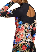 Royal Floral Cut-Out Surf Rashguard Top