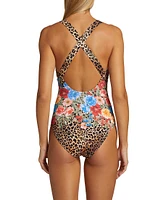 Cheetah & Floral-Print One-Piece Swimsuit