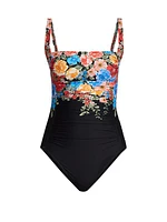 Royal Floral One-Piece Swimsuit