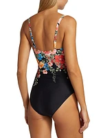 Royal Floral One-Piece Swimsuit