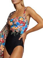 Royal Floral One-Piece Swimsuit