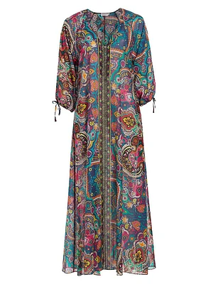 Hannah Printed Cotton & Silk Maxi Dress