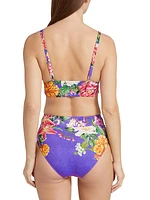 Floral Crisscrossed Bikini Top