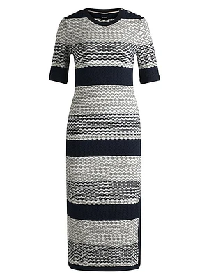 Structured-Stripe Dress Stretch-Cotton Jersey