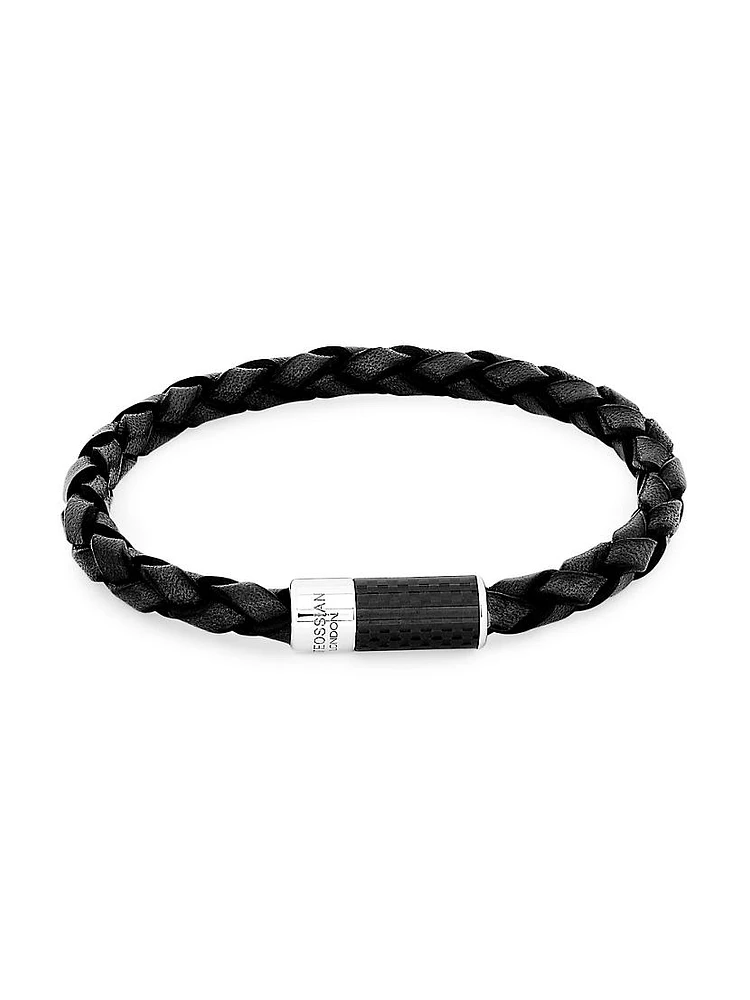 Carbon Pop Braided Leather Bracelet