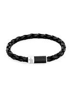 Carbon Pop Braided Leather Bracelet