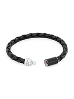 Carbon Pop Braided Leather Bracelet