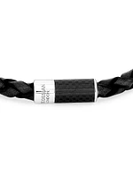 Carbon Pop Braided Leather Bracelet