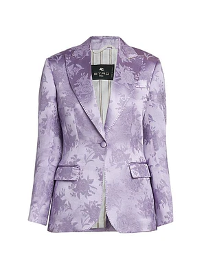 Satin & Floral Jacquard Blazer