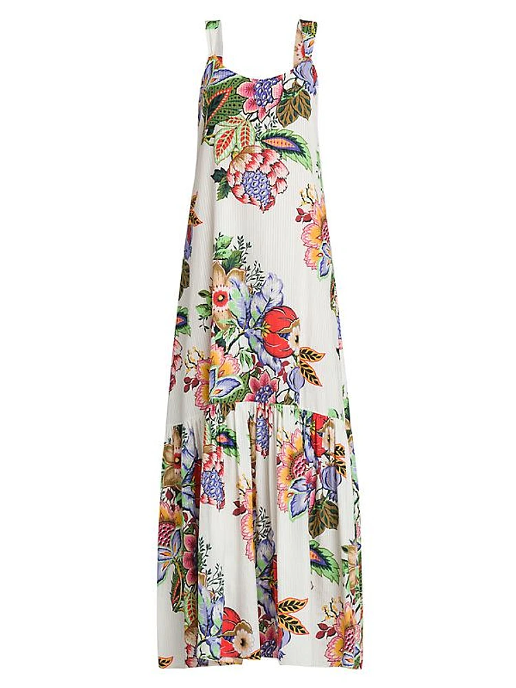 Floral Cotton & Silk Maxi Dress