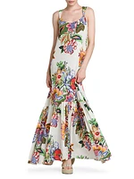 Floral Cotton & Silk Maxi Dress