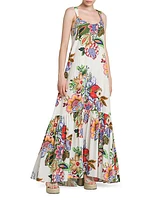 Floral Cotton & Silk Maxi Dress