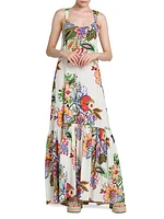 Floral Cotton & Silk Maxi Dress