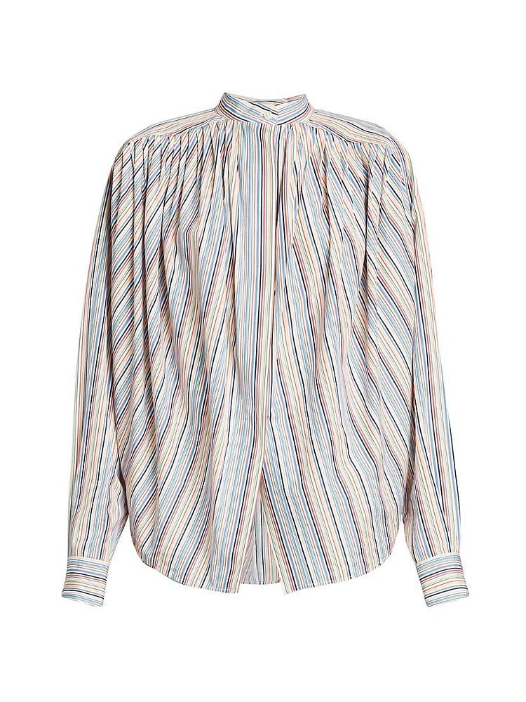 Cotton Striped Vented Blouse