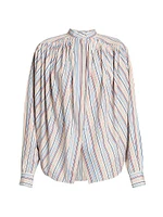 Cotton Striped Vented Blouse