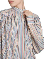 Cotton Striped Vented Blouse