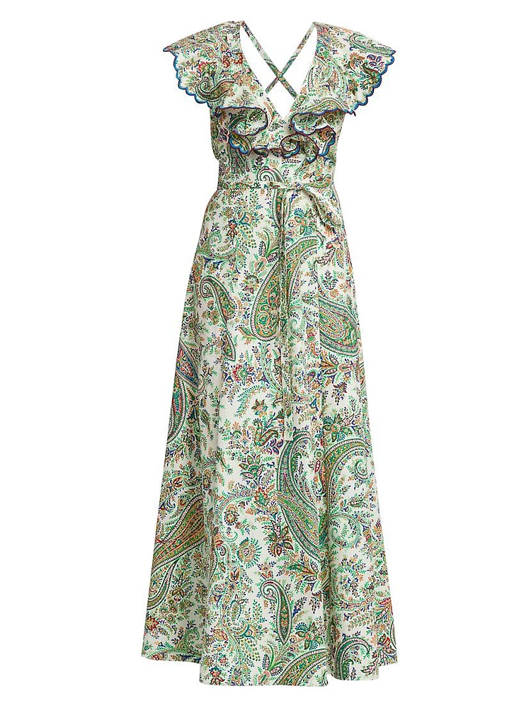 Summer Solstice Cotton Paisley Maxi Dress