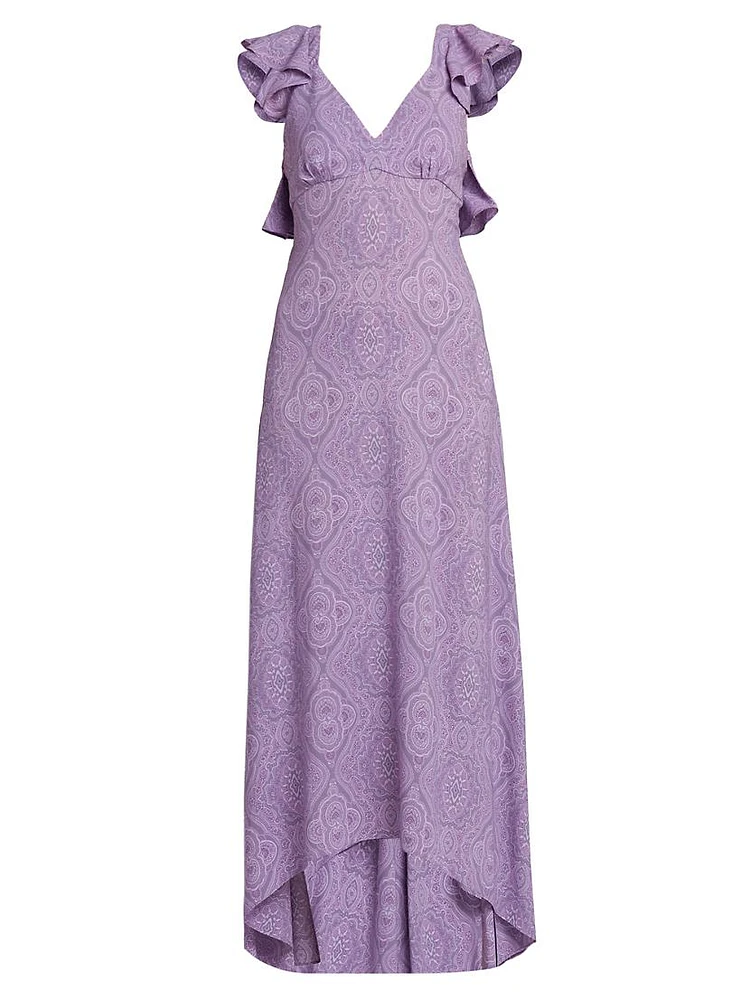 Paisley Flounce Maxi Dress