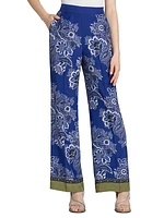 Bandana Wide-Leg Silk Pants