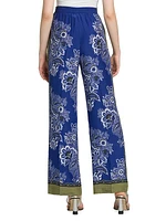 Bandana Wide-Leg Silk Pants