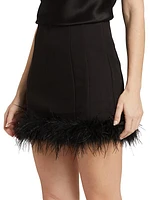 Dax Feather-Trimmed Miniskirt