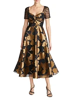 Sonya Metallic Floral A-Line Dress