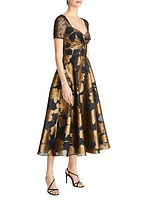 Sonya Metallic Floral A-Line Dress