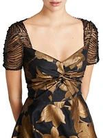 Sonya Metallic Floral A-Line Dress