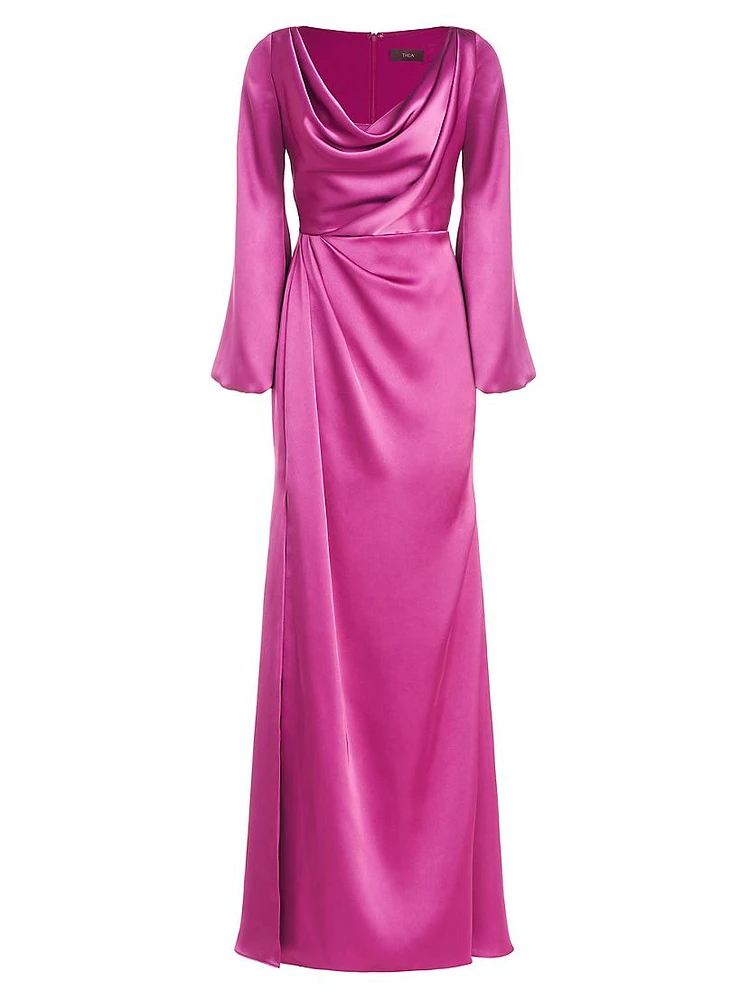 Eliana Satin Cowlneck Gown