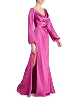 Eliana Satin Cowlneck Gown