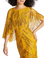 Ayla Beaded Shawl Gown