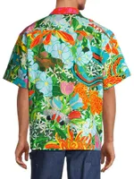 Floral Cotton Boxy-Fit Camp Shirt