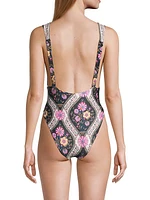 Ellis Aguja Floral Plunge One-Piece Swimsuit