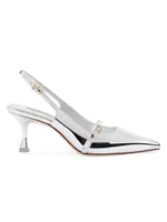 Ines 65MM Metallic Leather Slingback Pumps