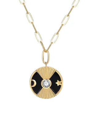 Endless Summer Moon And Me 18K Gold-Plated, Black Onyx & Cubic Zirconia Pendant Necklace