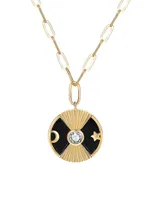 Endless Summer Moon And Me 18K Gold-Plated, Black Onyx & Cubic Zirconia Pendant Necklace