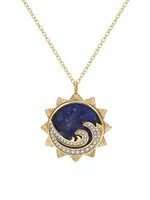 Endless Summer Perfect Wave 18K-Gold-Plated, Lapis Lazuli, & Cubic Zirconia Pendant Necklace