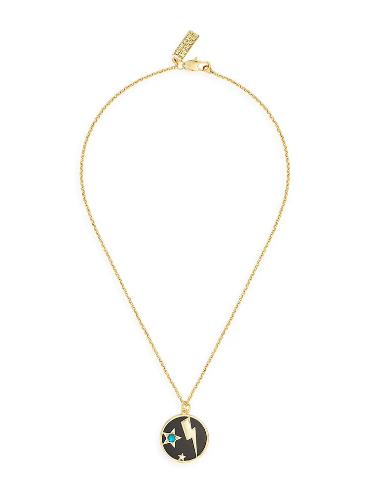 Heaven & Earth Electric Nights 18K-Gold-Plated, Black Onyx & Turquoise Pendant Necklace