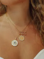 Heaven & Earth I Am Protected 18K-Gold-Plated, Mother-Of-Pearl & Cubic Zirconia Evil Eye Pendant Necklace - Mykonos Edition