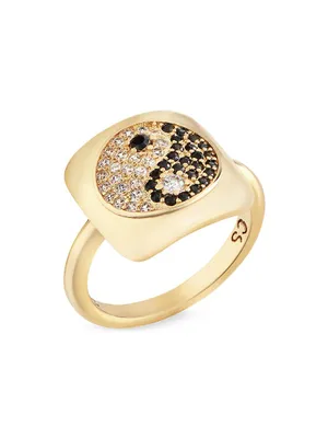 Heaven & Earth Opposites Attract 18K-Gold-Plated & Cubic Zirconia Yin-Yang Ring