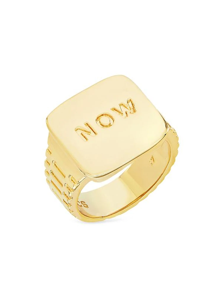 Manifest Your Dreams Time Is Now 18K-Gold-Plated Ring