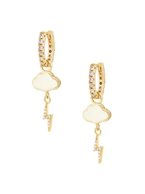 Heaven & Earth Electric Storm 18K-Gold-Plated, Mother-Of-Pearl & Cubic Zirconia Drop Earrings