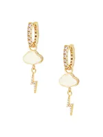 Heaven & Earth Electric Storm 18K-Gold-Plated, Mother-Of-Pearl & Cubic Zirconia Drop Earrings