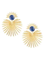 Heaven & Earth Mayan Queen 18K-Gold-Plated & Lapis Lazuli Drop Earrings