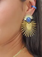 Heaven & Earth Mayan Queen 18K-Gold-Plated & Lapis Lazuli Drop Earrings