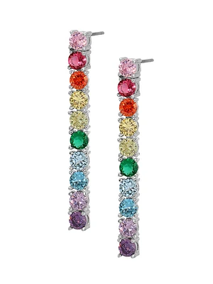 Beau Dunn, Beverly Hills Over The Rainbow 18K White-Gold-Plated & Cubic Zirconia Earrings