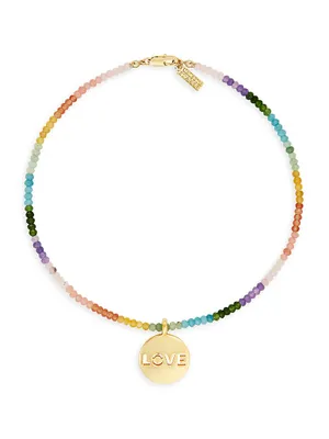 Heaven And Earth All You Need Is Love 18K Gold-Plated & Chalcedony Bead Pendant Necklace